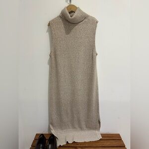 Rachel Zoe Sleeveless Beige Knit Sweater Dress L